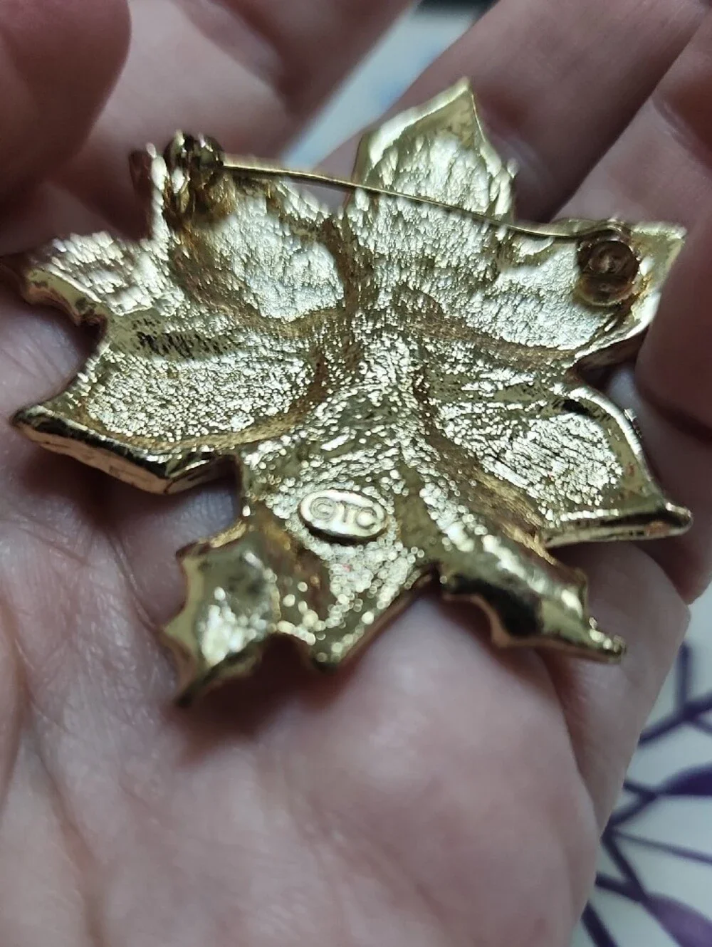 Christmas In July!! TC Brand Festive Red and Green Poinsettia Brooch